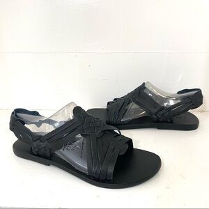 NEW L*Space Black Cabo Flat Leather Sandals 37